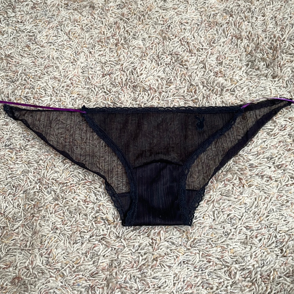 5 For $25 Sale! Vintage Playboy Underwear Black With Purple Side Ties
